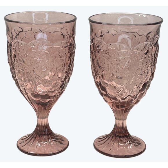 2 Noritake Arbor Cranberry Iced Tea Glasses Grapes 7 1/4" - Picture 2 of 5